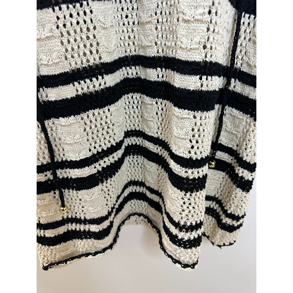 New Elan Stripe Cotton Blend Midi Cover-Up Dress Crochet Natural Black Size XL - Picture 7 of 16